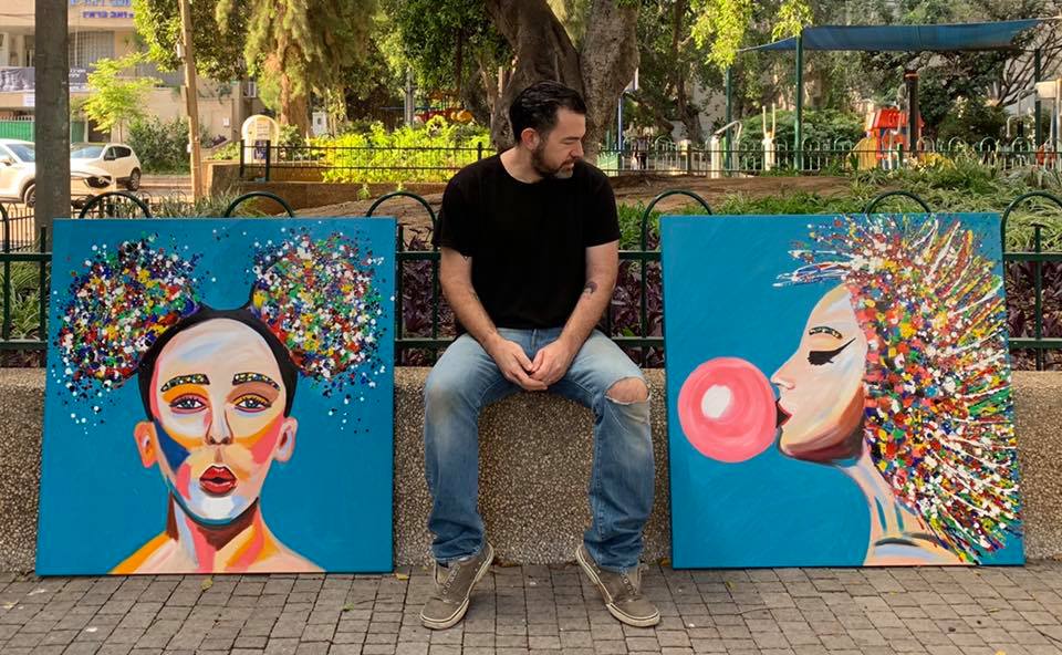 ציור מקורי משוחזר - זוג מסטיק וקוקיות